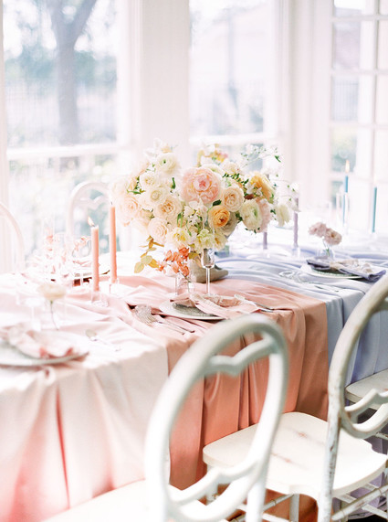 color block pastel tablescape
