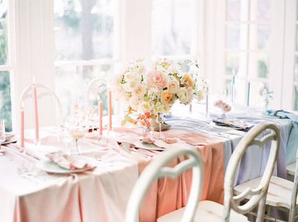 color block pastel tablescape