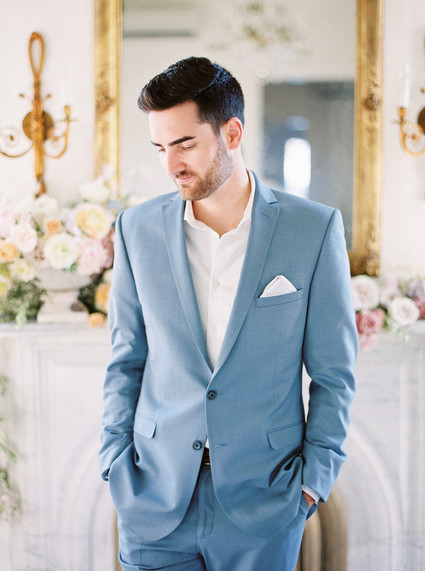light blue groom's suit