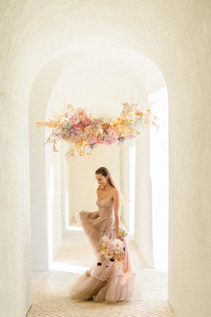 floating pink floral installation