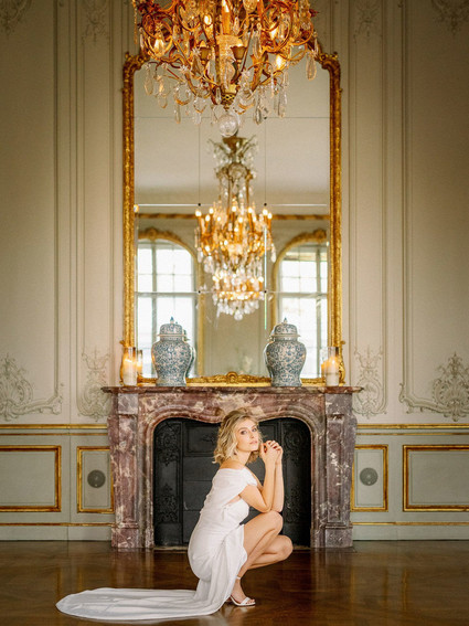 modern draped wedding dress