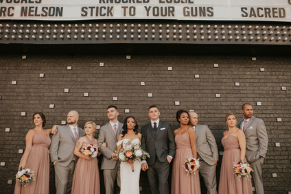 dusty pink and gray wedding party fashion