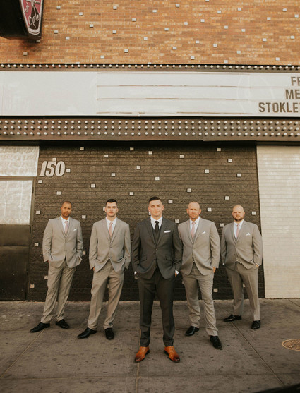 gray groomsmen and groom