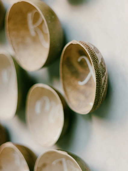 natural escort card idea with Costa Rica calabash tree