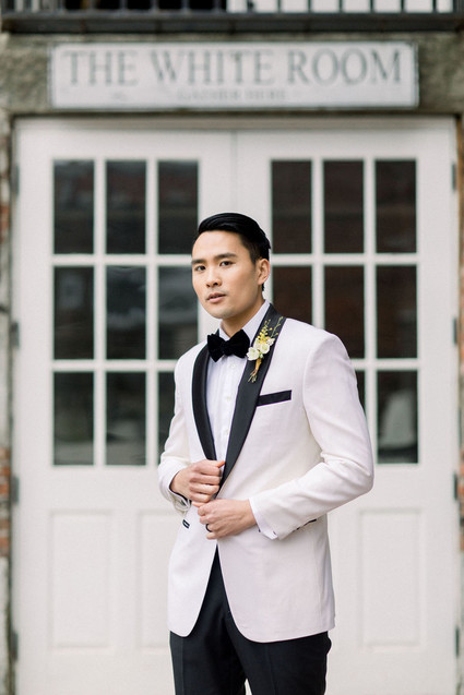 white tux for groom