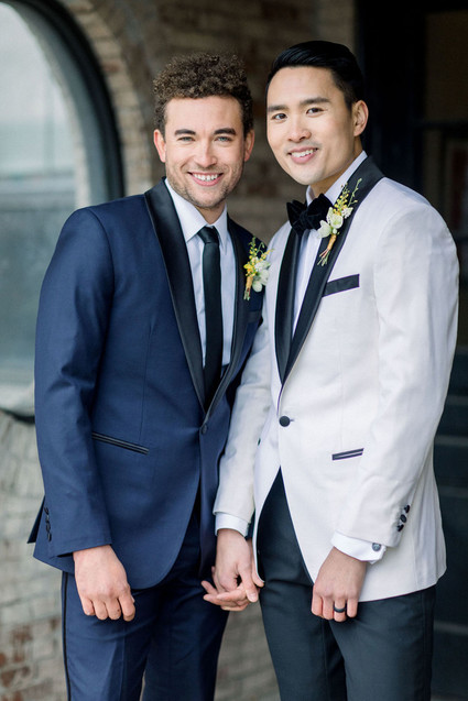 modern black and white gay wedding