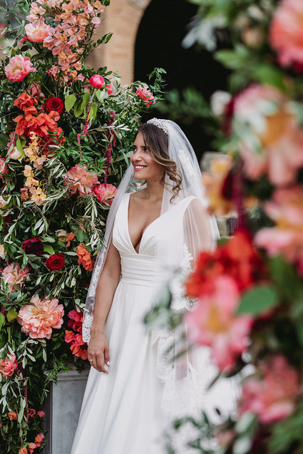 coral charm peony ceremony arch