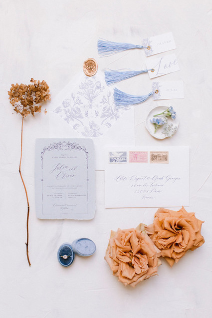blue wedding stationery