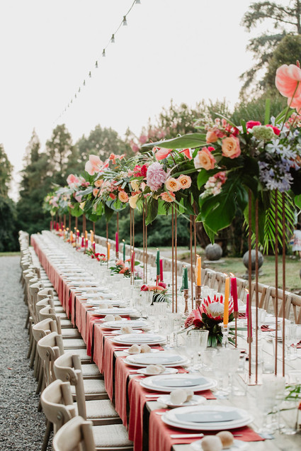 colorful tropical tablescape
