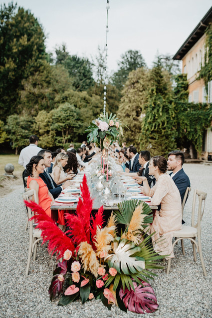 colorful tropical tablescape