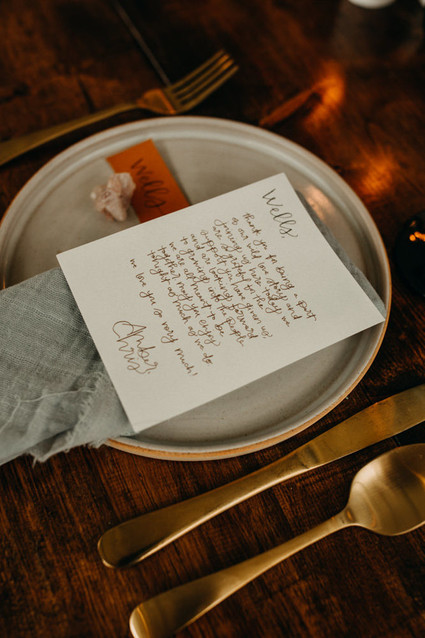 calligraphy at place settings