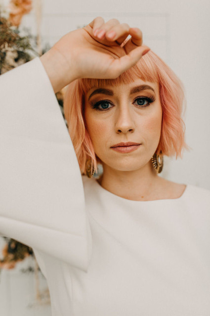 bride with pink hair