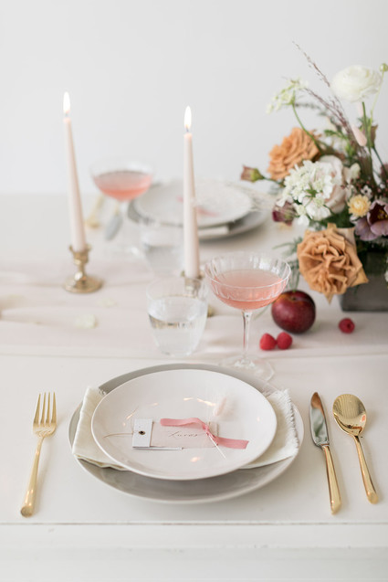 pink and white place setting