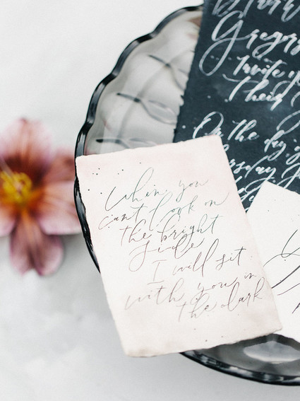black and white wedding calligraphy
