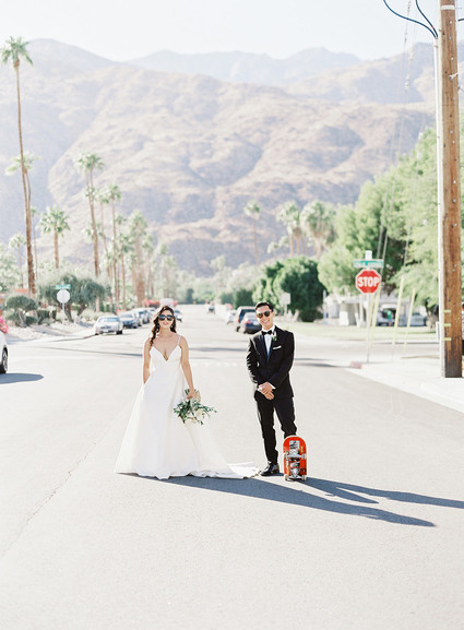 Formal black and white Palm Springs wedding Inspiration