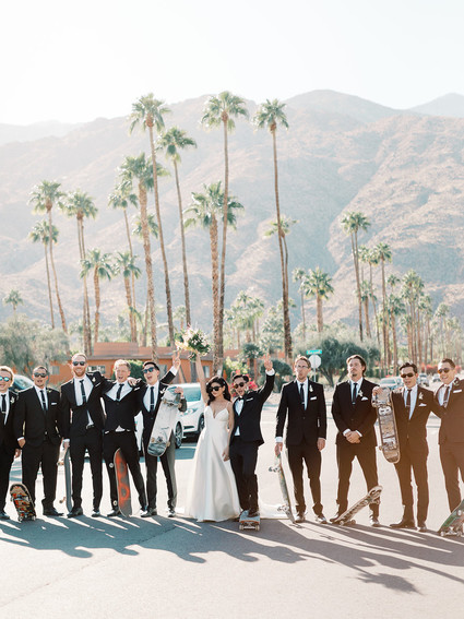 Formal black and white Palm Springs wedding