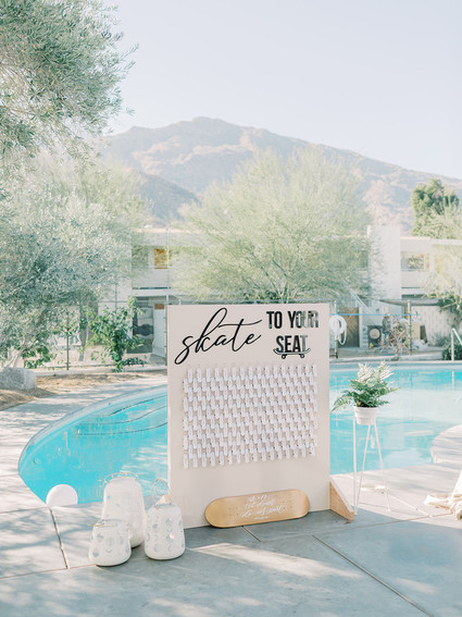wedding calligraphy on skateboard escort cards Inspiration