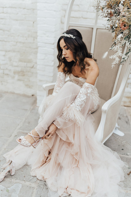 Feathery bridal gown