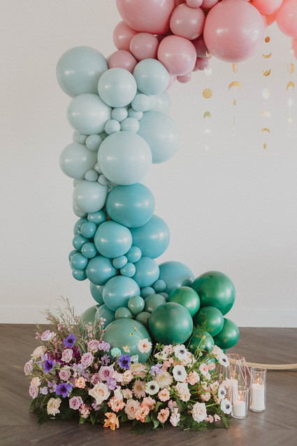 Modern balloon arch wedding