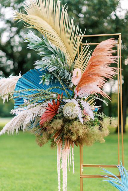 Modern outdoor wedding ceremony decor