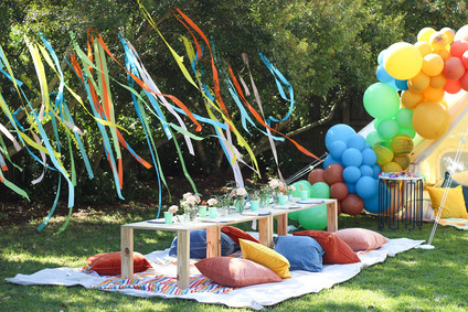 Groovy rainbow themed second birthday party
