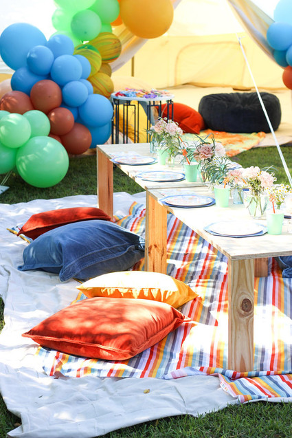 Groovy rainbow themed second birthday party Inspiration