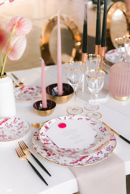 pink wedding place setting