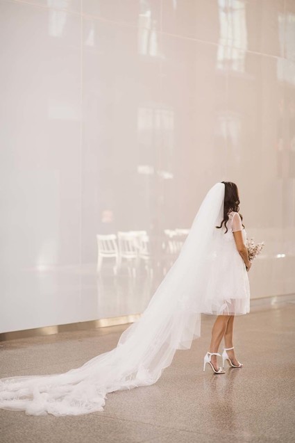 bride with short dress