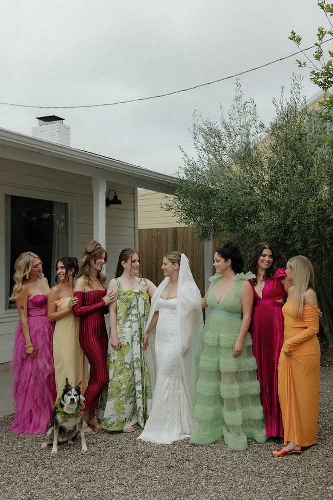 Bold color, pattern play, and impeccable fashion make this California wedding whimsical yet chic
