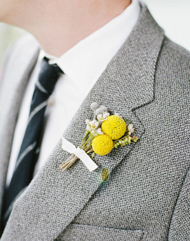 Yellow Billy Ball Boutonniere