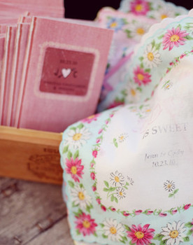 pink programs and sweet handkerchiefs