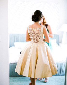 Vintage lace-back wedding dress