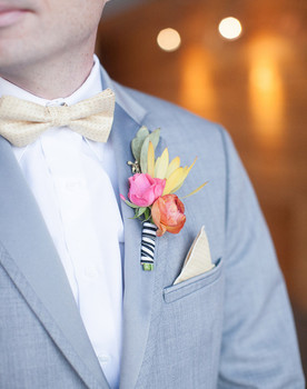 Modern Spring Gray Suit and Striped Boutonniere