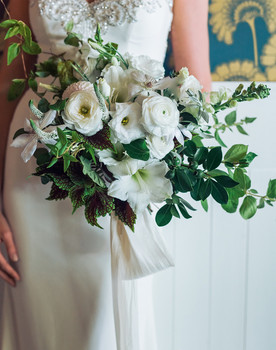 organic, white bridal bouquet