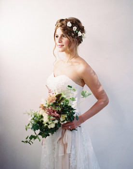 Romantic, blush wedding dress from David's Bridal