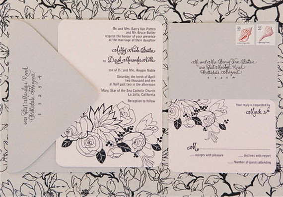 Black and White Floral Invitations Inspiration