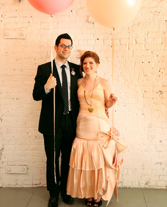 Wedding portrait with balloons