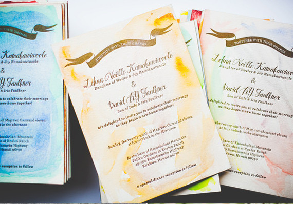 Watercolor wedding invites