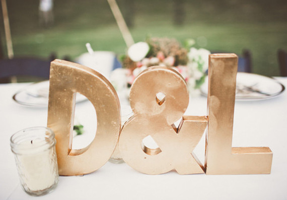 Gold initial wedding signs