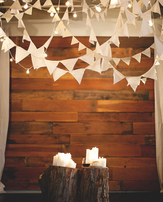 White Pennant Reception Decor