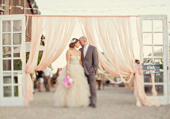 Blush Tulle Ceremony Decor