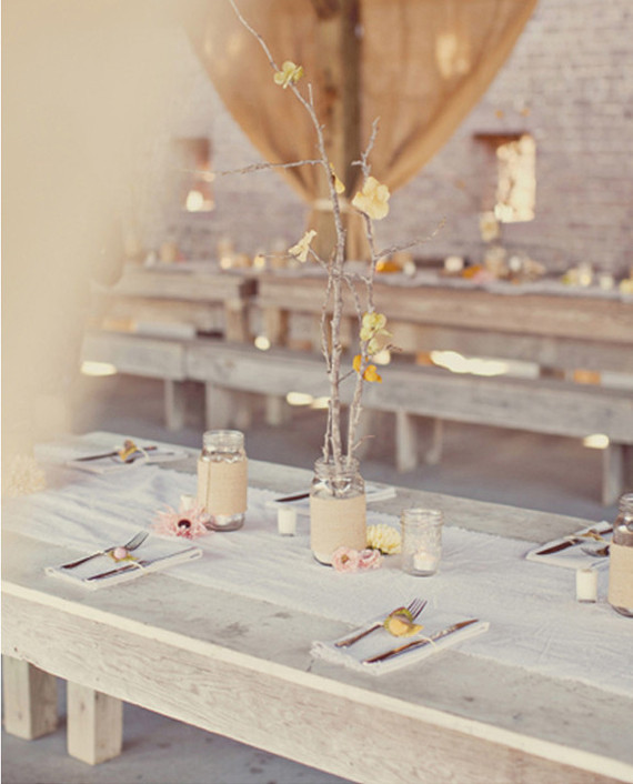 Birch Tree and Mason Jar Tablescape