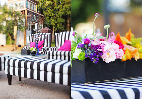 Striped and Multi Colored Reception Decor