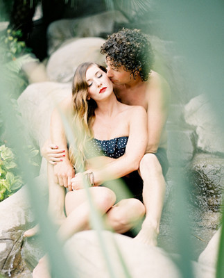 Poolside engagement shoot