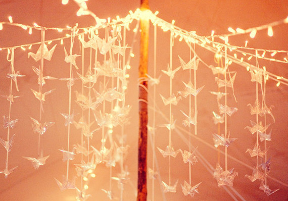 Origami and Lights Reception Decor