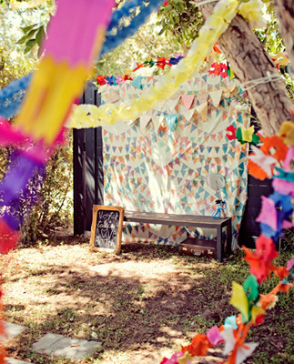 Multi-Colored Pennant Reception Decor