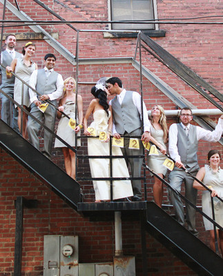 Fire Escape Bridal Party Portrait
