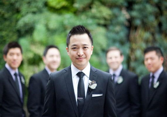 Sharp Black Suit Grooms Attire