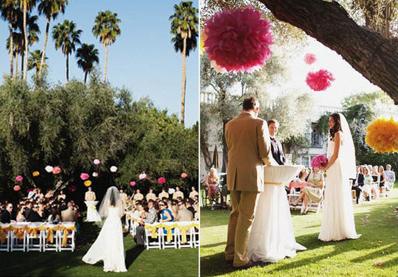 Tissue Poms Ceremony Decor