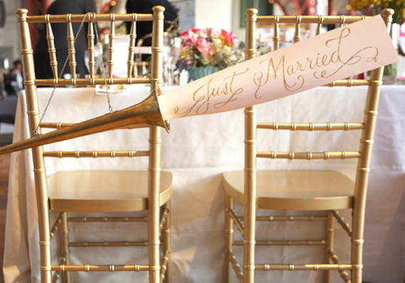 Vintage gold horn chair signage